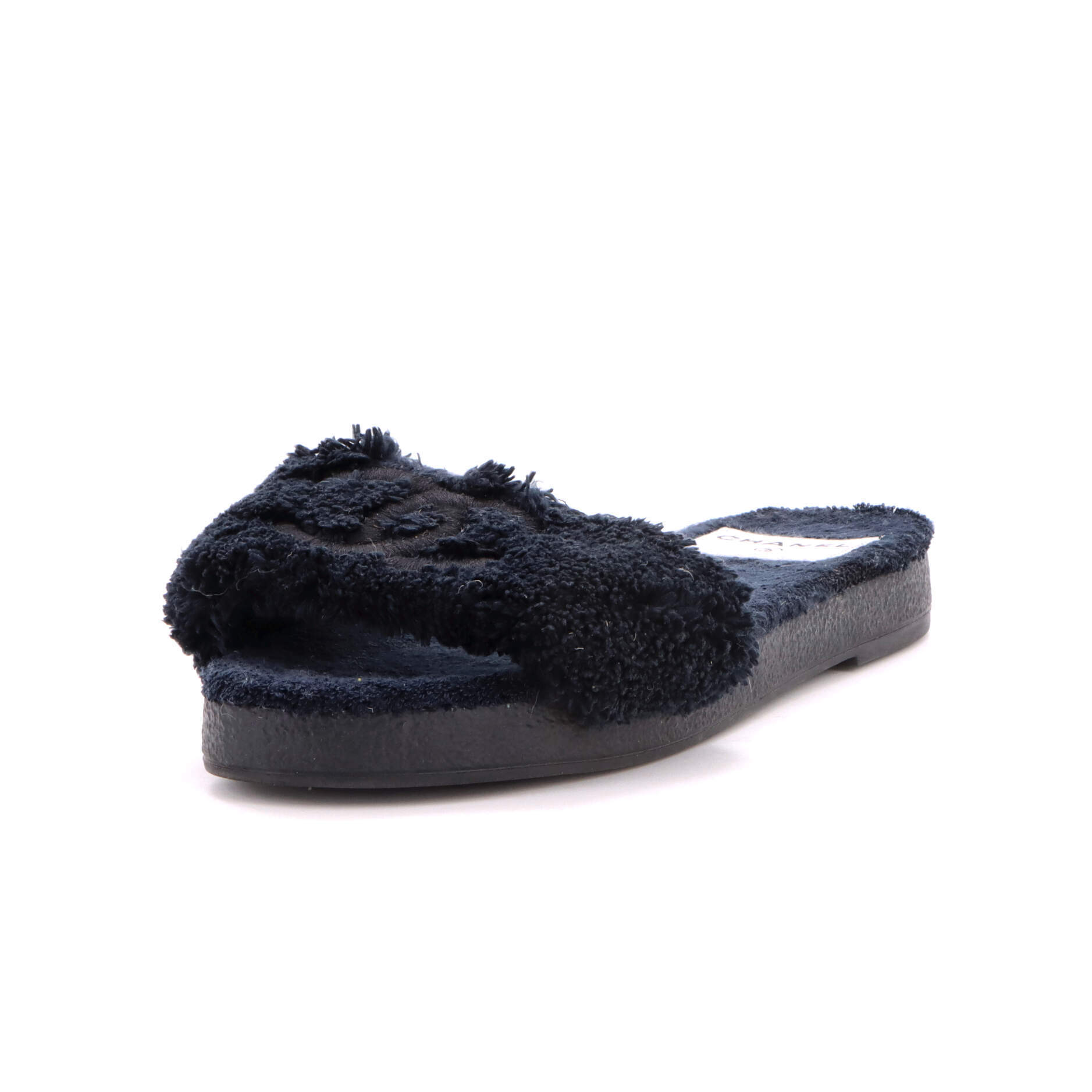 Chanel Women's Cc Flat Slide Sandals Terry Cloth